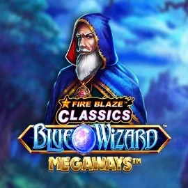 Fire Blaze Blue Wizard Megaways slot logo by Rarestone Gaming at Verde Casino